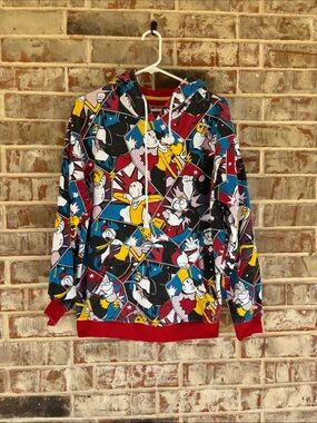 Popeye the Sailor Man Adult Multicolor Comic-Print Hooded Sweatshirt